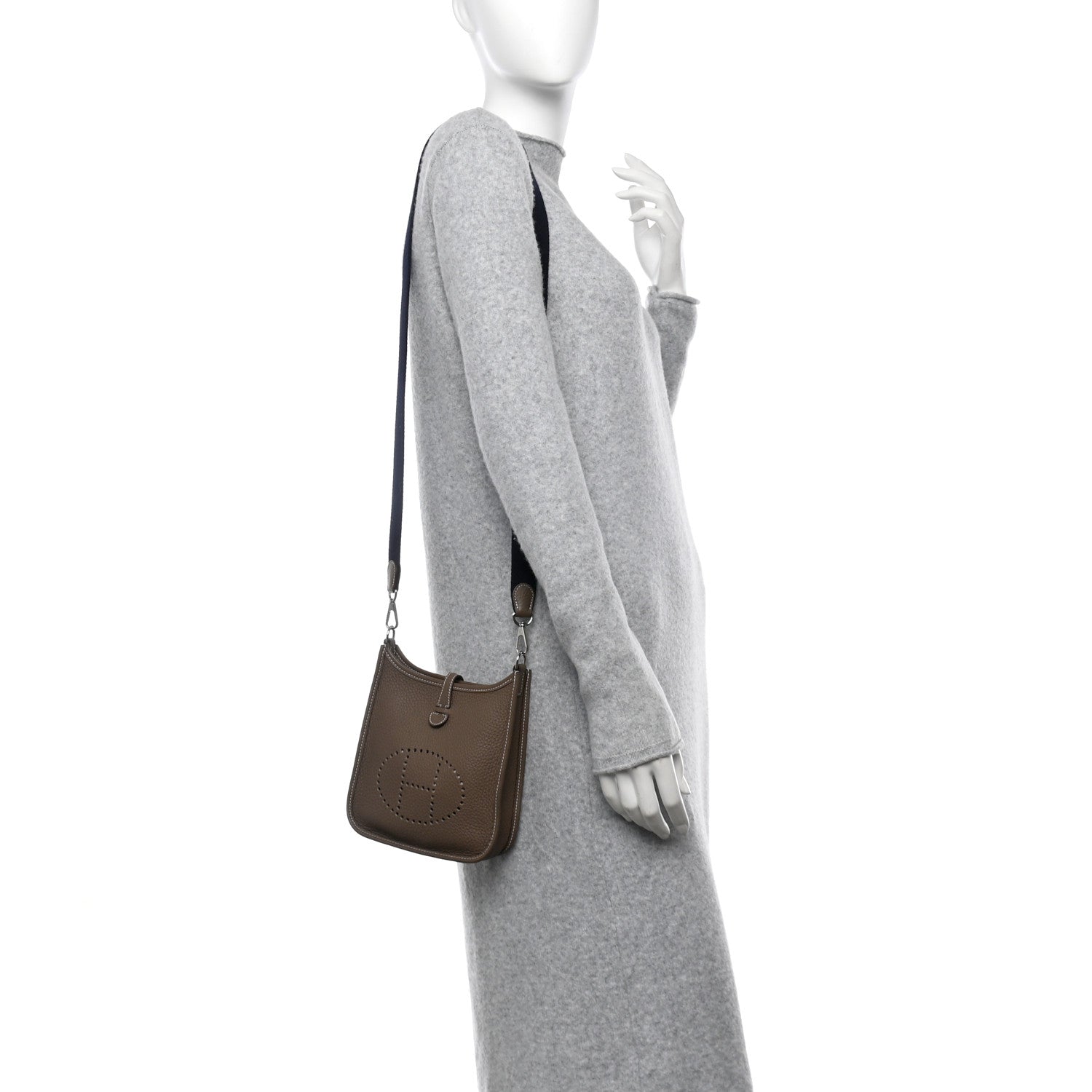 Hermes Taurillon Clemence Amazone Evelyne TPM Etoupe Bleu Indigo 2 of 10