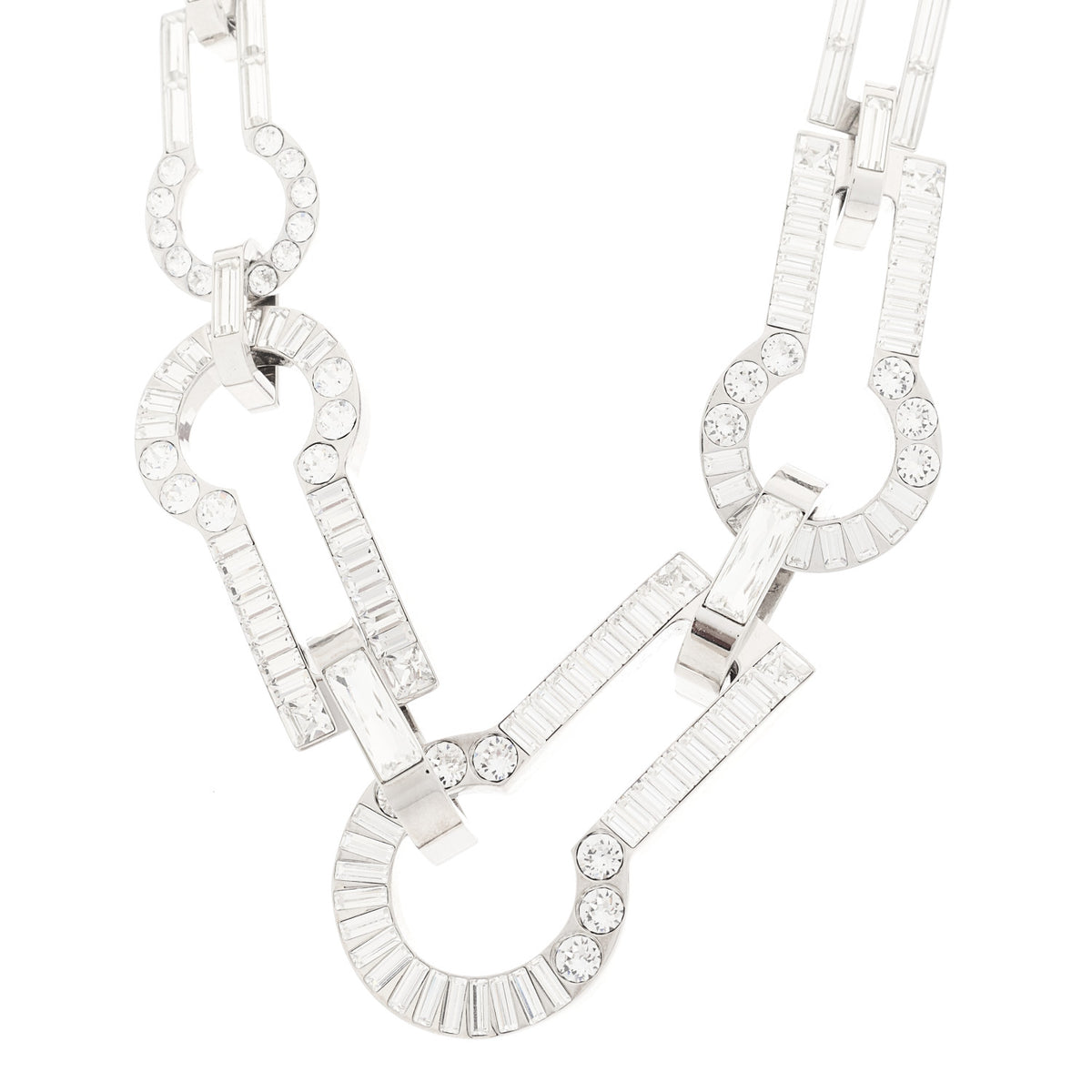 Louis Vuitton Crystal Baguette Serrure Chain Necklace  Silver 1 of 5