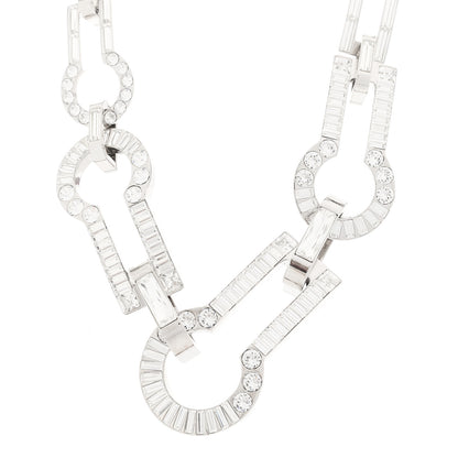 Louis Vuitton Crystal Baguette Serrure Chain Necklace  Silver 1 of 5