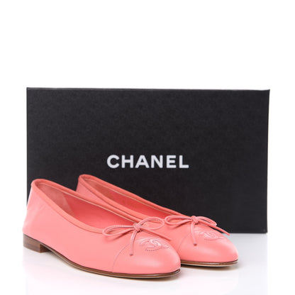 Chanel Goatskin Cap Toe CC Ballerina Flats 37.5 Pink 9 of 9