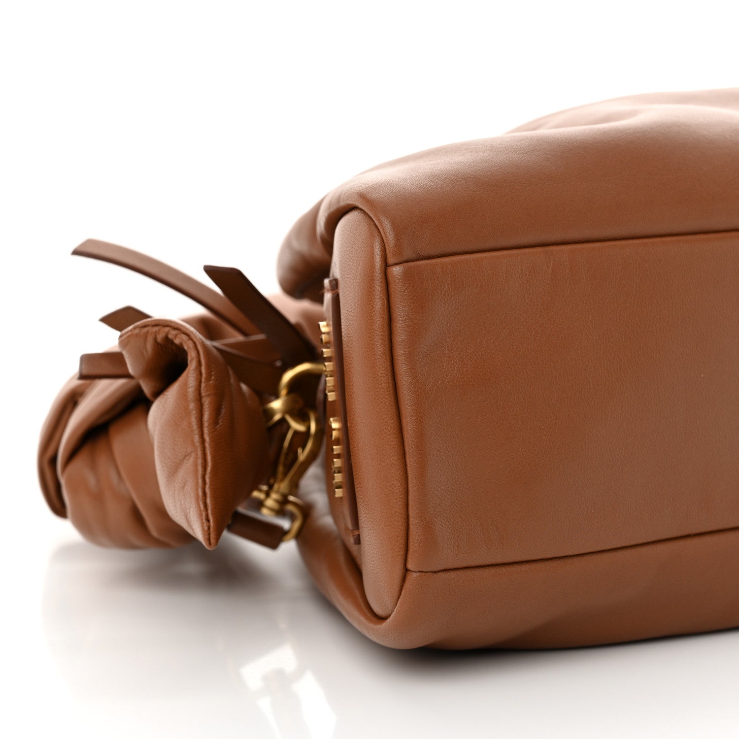 Miu Miu Nappa Knot Top Handle Shoulder Bag Cognac 9 of 11