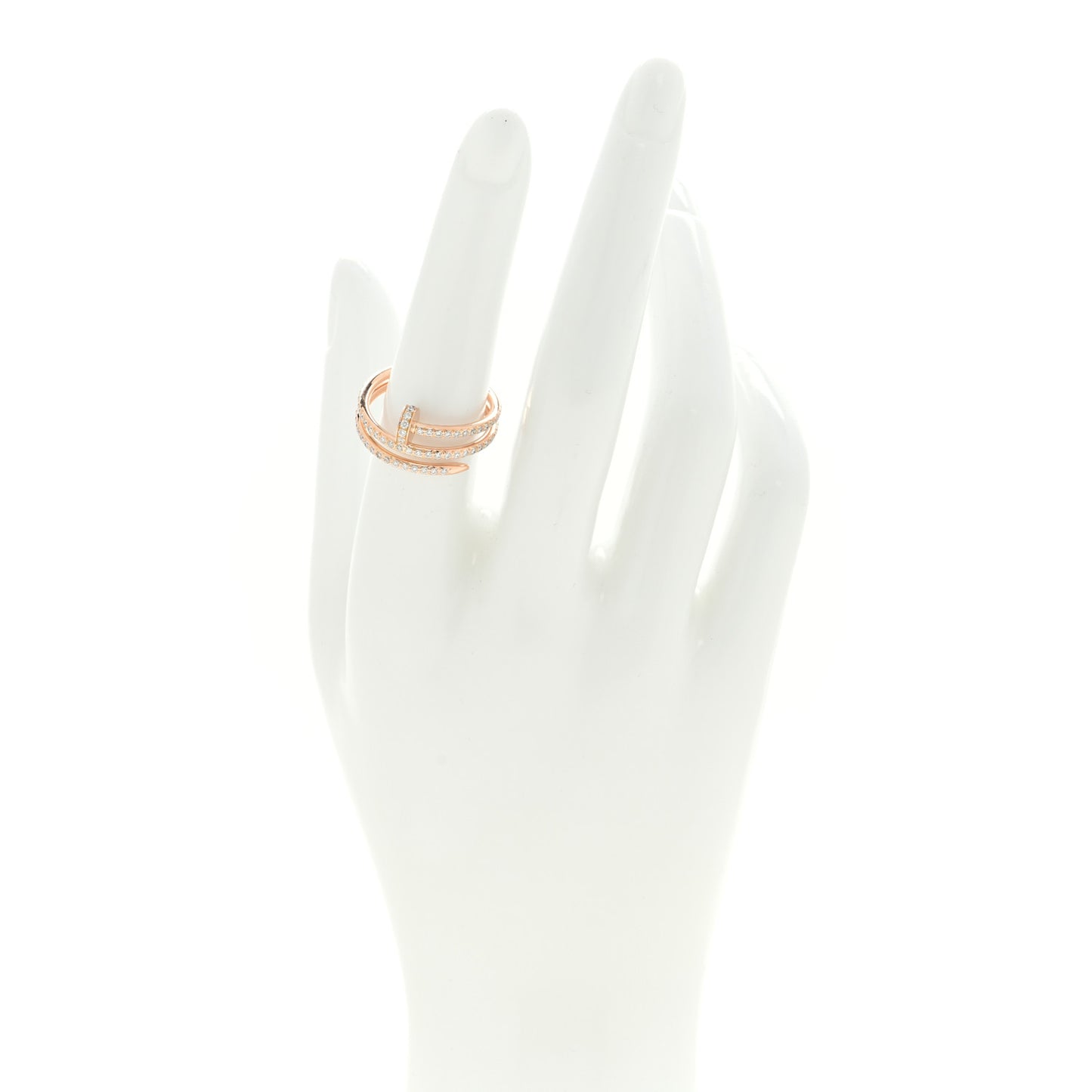 18K Pink Gold Diamond Double Juste Un Clou Paved Ring 54 7