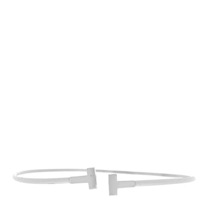 Tiffany 18K White Gold Narrow T Wire Bracelet 1 of 5