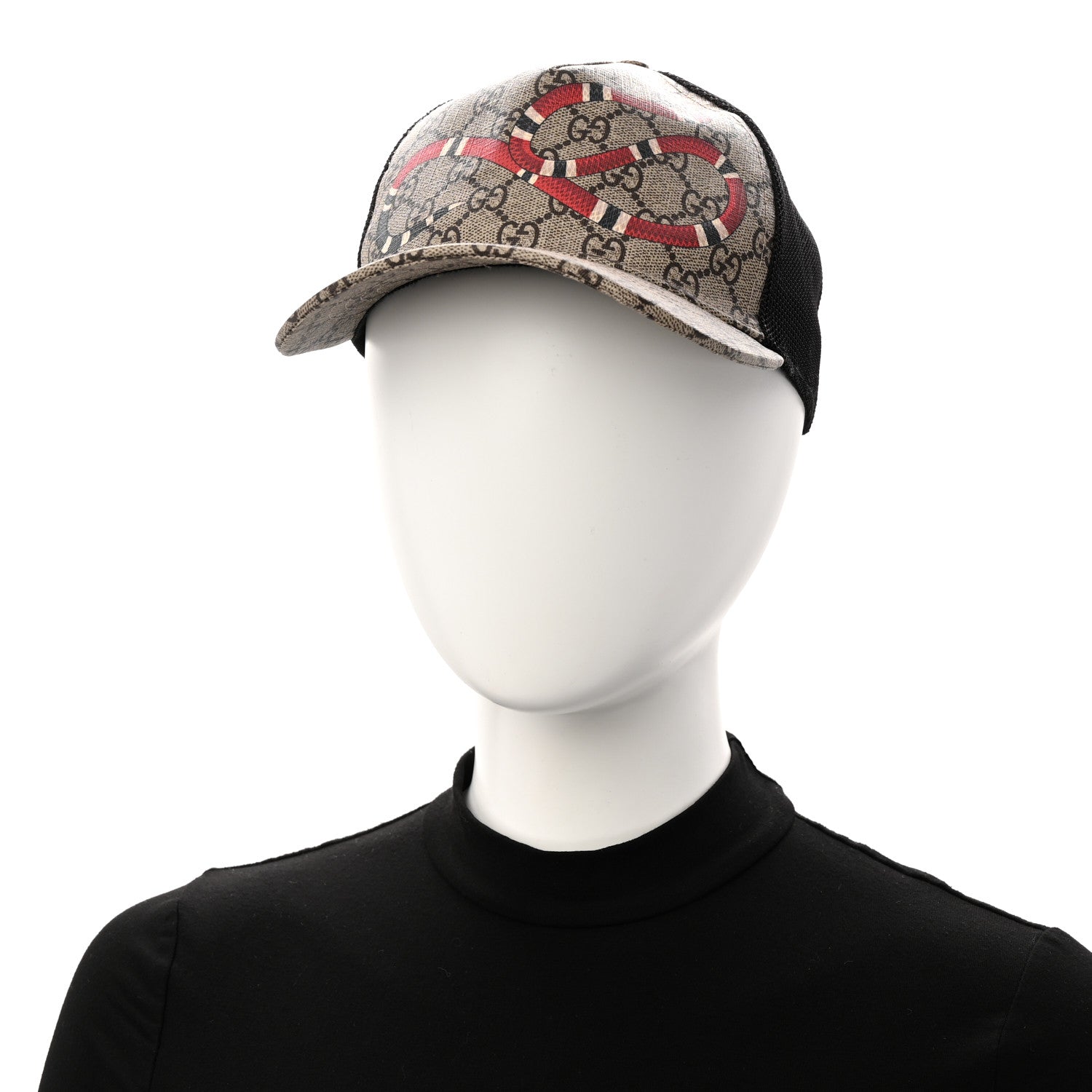 Gucci GG Supreme Monogram Kingsnake Print Baseball Hat M 58 Beige