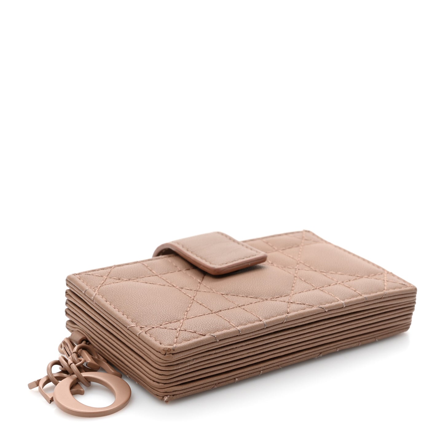 Ultra Matte Calfskin Cannage Lady Dior 5-Gusset Card Holder Blush Powder