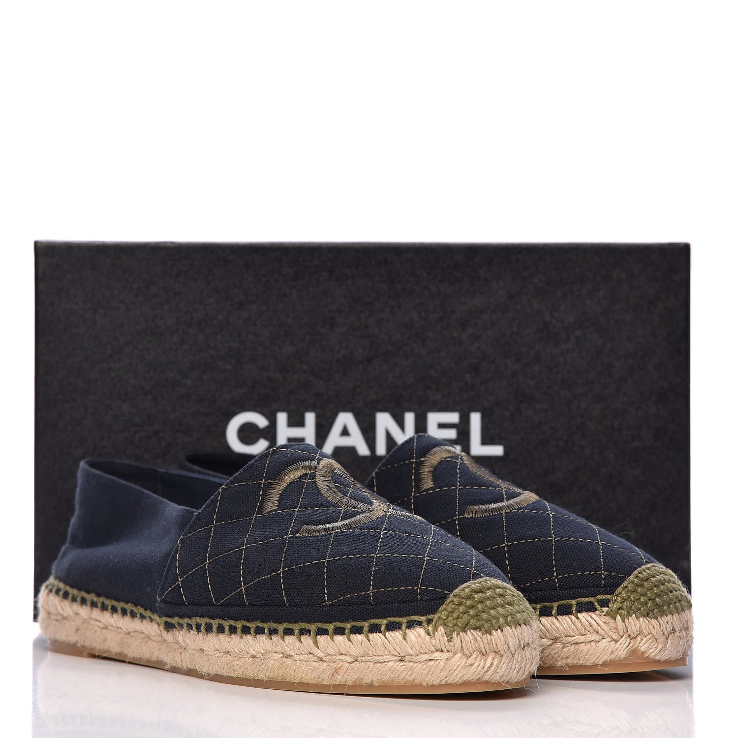 Chanel Fabric Biarritz CC Espadrilles 40 Blue Green 11 of 11
