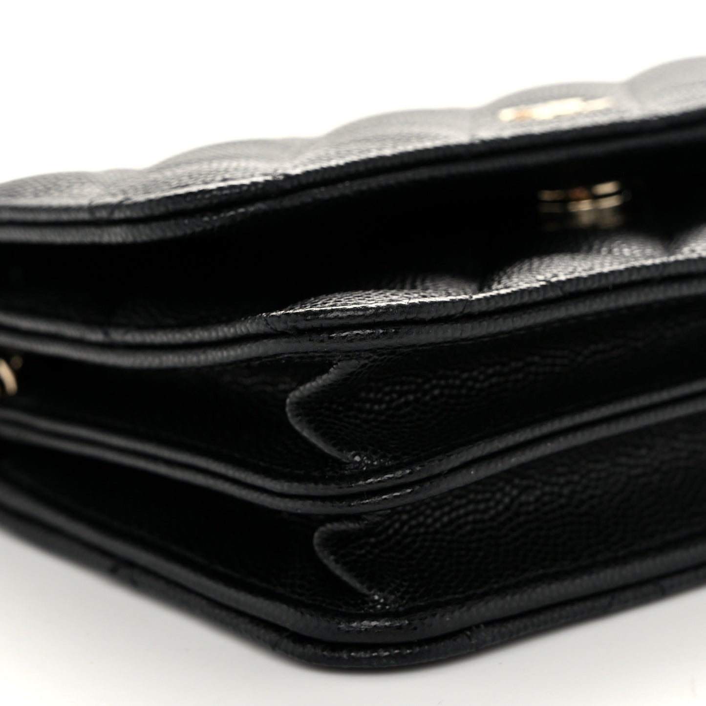 Caviar Quilted Mini Wallet On Chain WOC Black