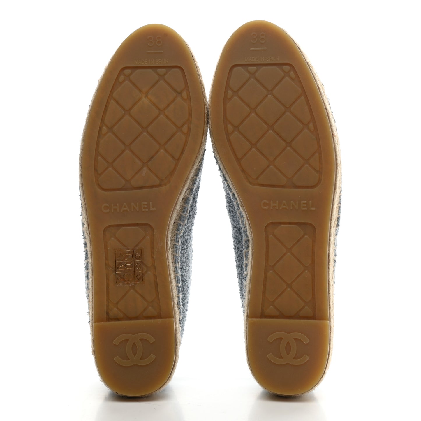 Fabric Grosgrain CC Espadrilles 38 Blue Black