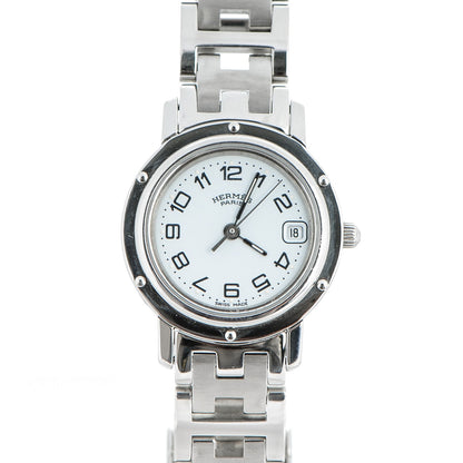 Hermes Stainless Steel 24mm Clipper Quartz Watch White 1 of 7