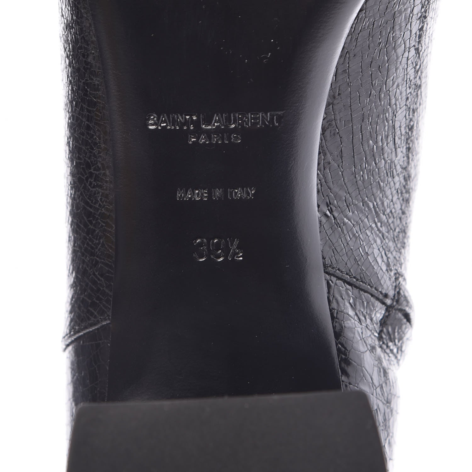 Saint Laurent Metallic Crackled Lou Zip Bootie 39.5 Black 6 of 9