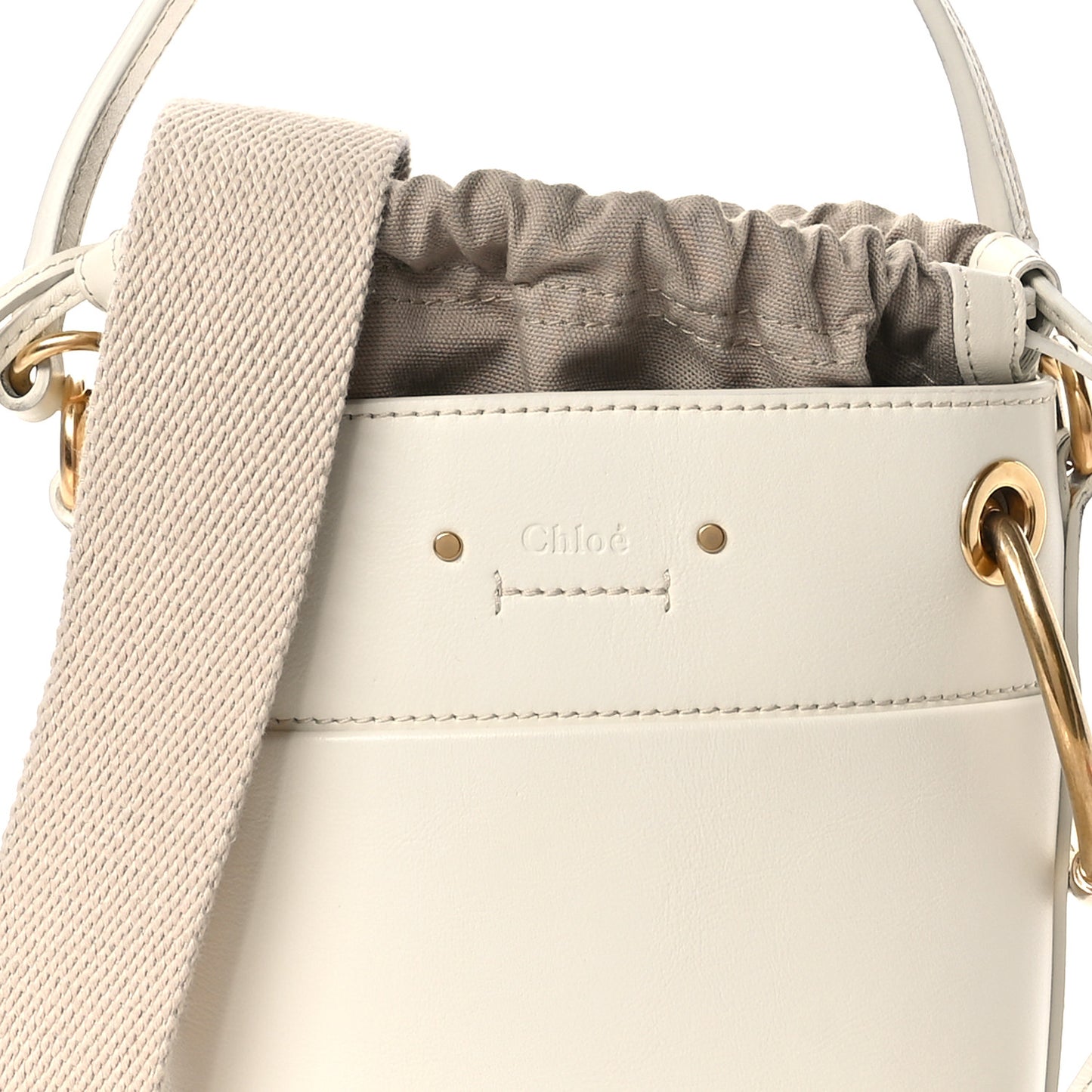 Smooth Calfskin Mini Roy Bucket Bag Natural White