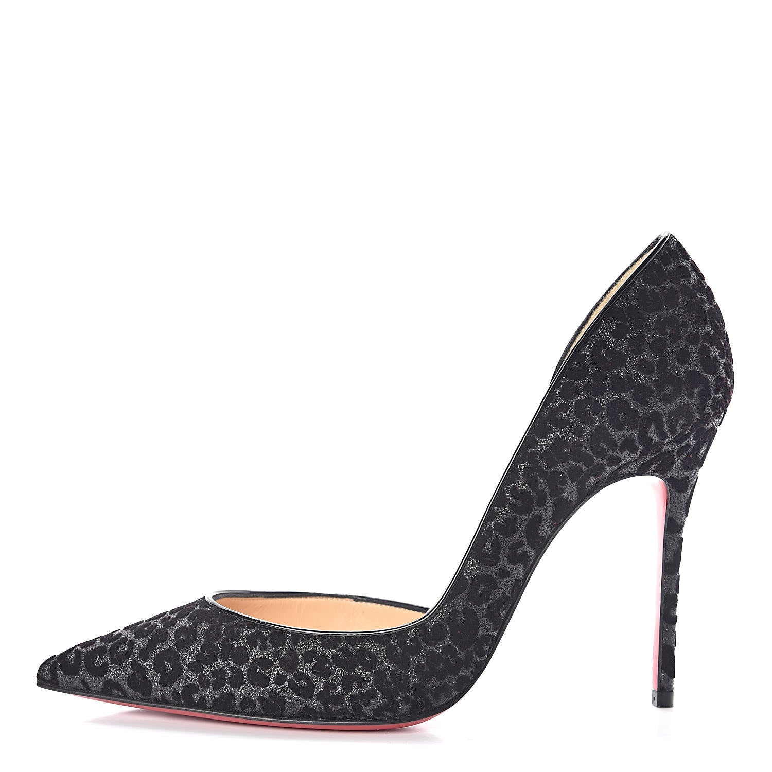 Christian Louboutin Floque Patent Glitter Leo Iriza 100 Pumps 36 Black 1 of 8