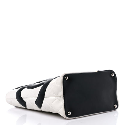 Chanel Calfskin Quilted Medium Cambon Tote White Black 4 of 18