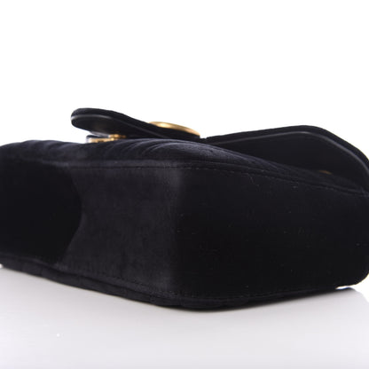 Gucci Velvet Matelasse Mini GG Marmont Shoulder Bag Black 8 of 9