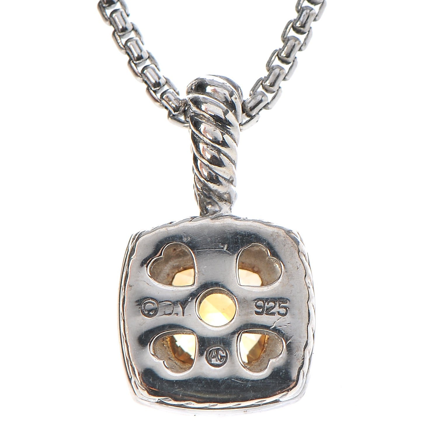 David Yurman Sterling Silver Diamond Citrine 7mm Petite Albion Pendant Necklace 5 of 6