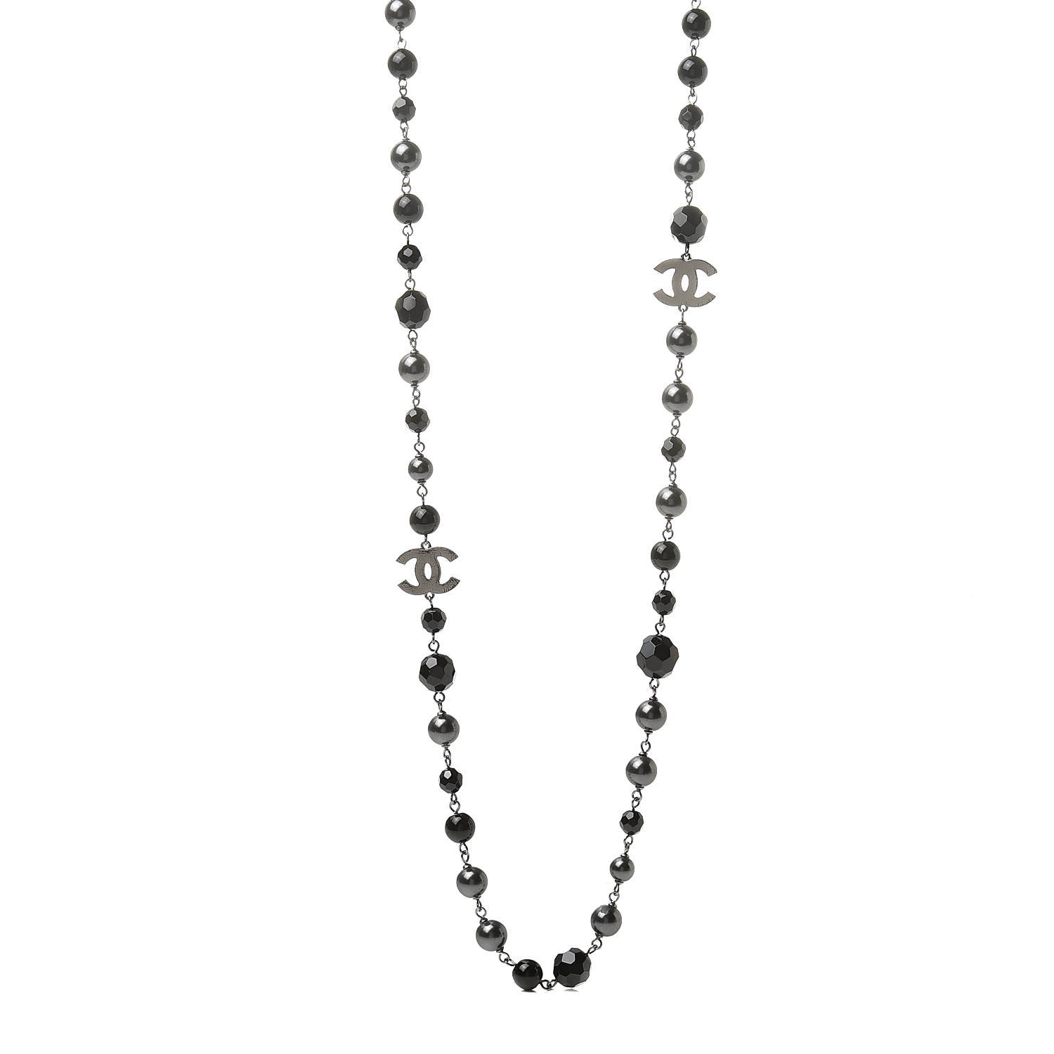 Chanel Ruthenium Bead CC Long Necklace Black 1 of 5