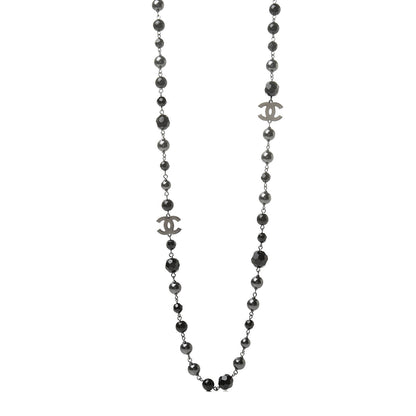 Chanel Ruthenium Bead CC Long Necklace Black 1 of 5