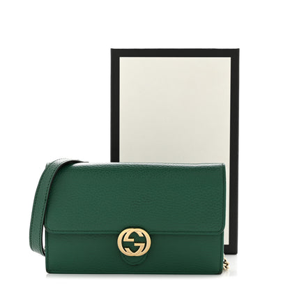 Gucci Dollar Calfskin Interlocking G Chain Wallet Emerald 17 of 17