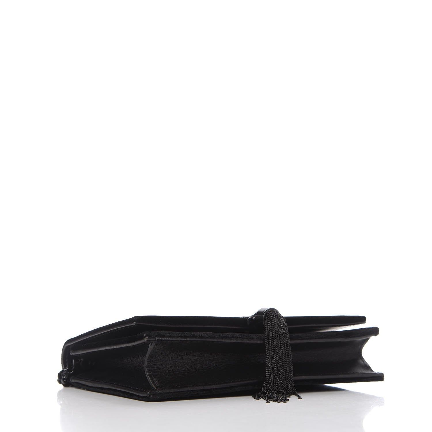 Saint Laurent Velvet Crystal Monogram Kate Tassel Chain Wallet Black 4 of 9