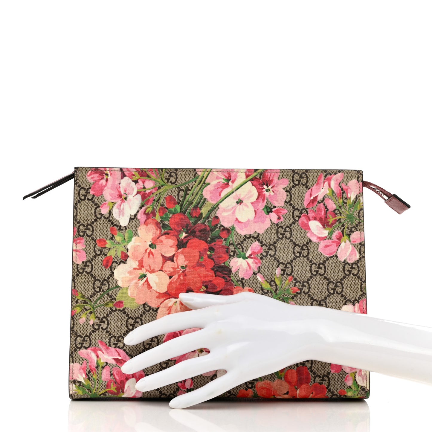 GG Supreme Monogram Blooms Large Cosmetic Case Beige Multicolor Dry Rose