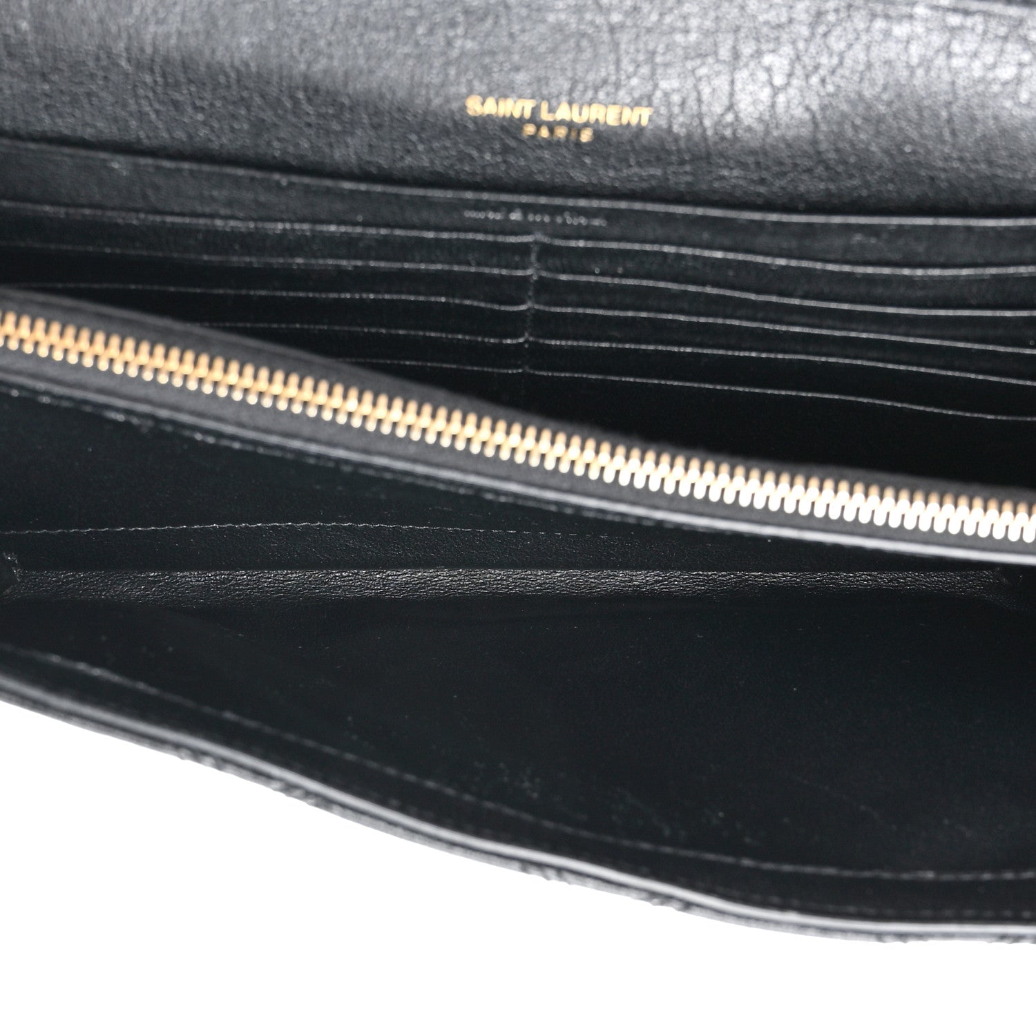 Saint Laurent Lambskin Diamond Quilted Becky Chain Wallet Black 5 of 13