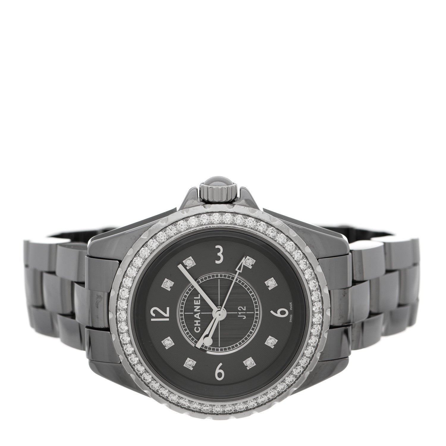 Chanel Titanium Ceramic Diamond Bezel 33mm J12 Quartz Watch 2 of 4