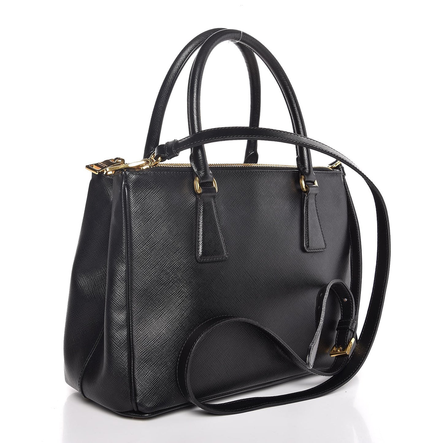 Saffiano Small Galleria Double Zip Tote Black