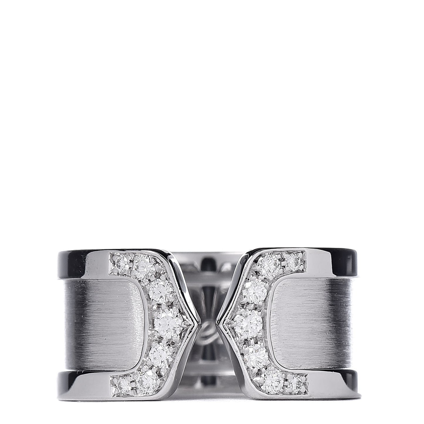 18K White Gold Diamond 10mm Logo De Ring 52 6