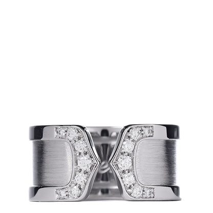 Cartier 18K White Gold Diamond 10mm Logo De Ring 52 6 1 of 5