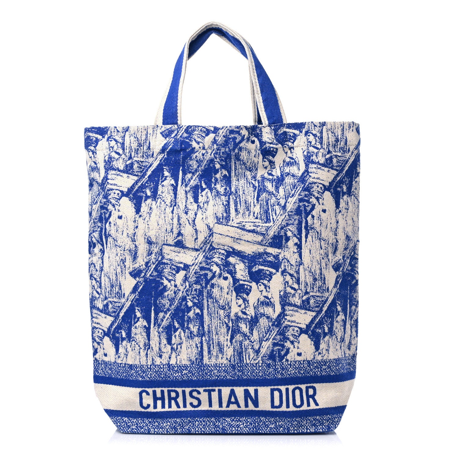 Christian Dior Canvas Print Cruise Tote Ivory Blue 1 of 8