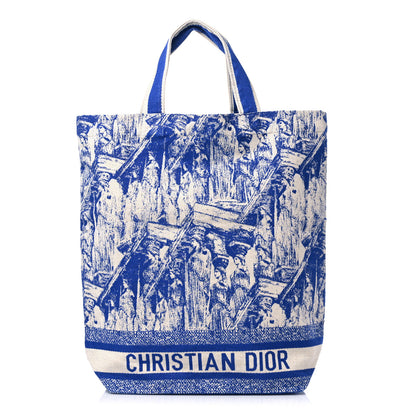 Christian Dior Canvas Print Cruise Tote Ivory Blue 1 of 8