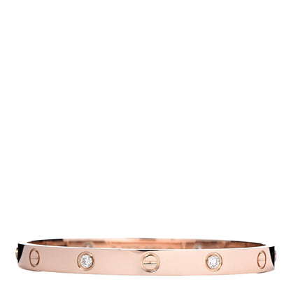 Cartier 18K Pink Gold 4 Diamond LOVE Bracelet 18 3 of 6