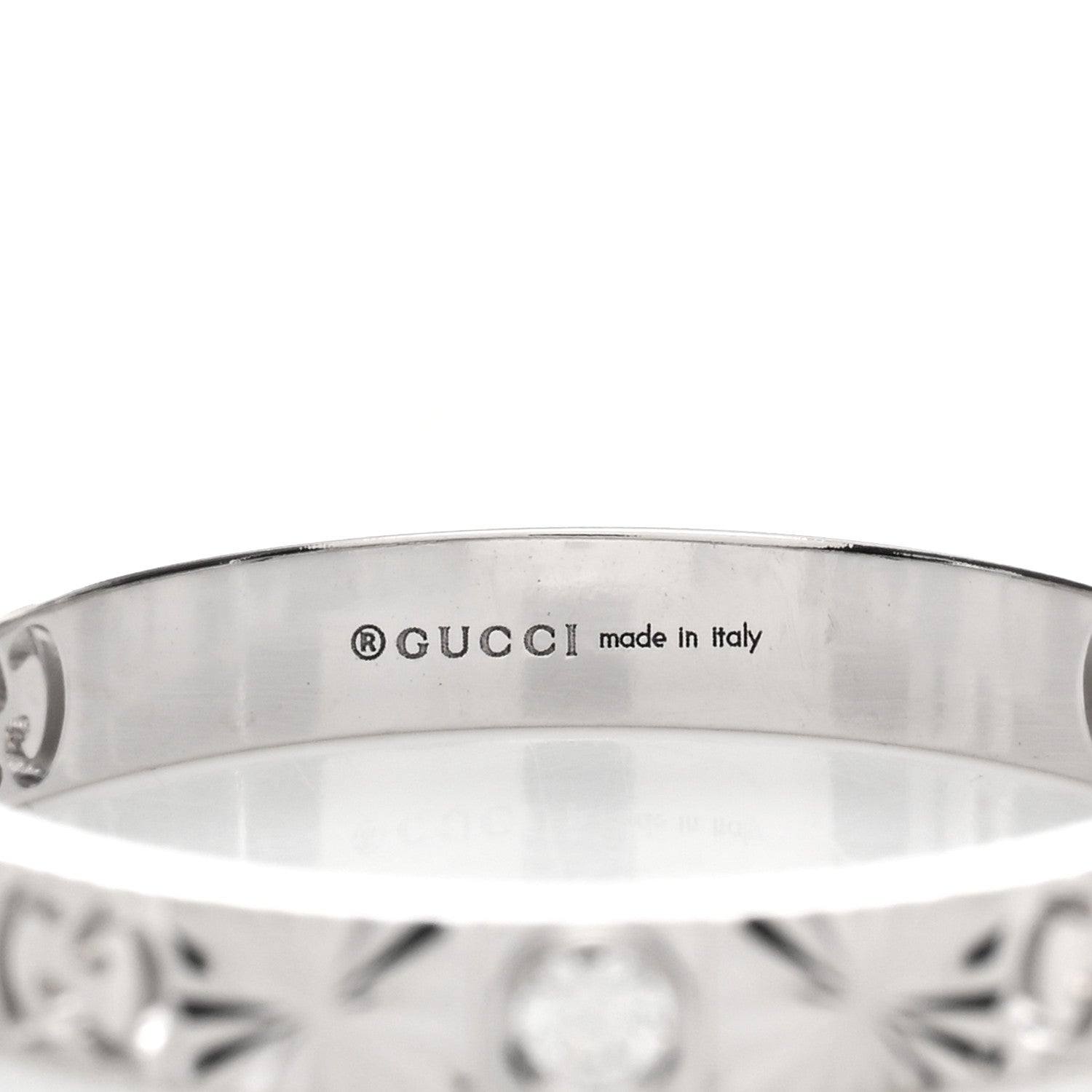 Gucci 18K White Gold Diamond Icon Heart Band Ring 60 9 4 of 4