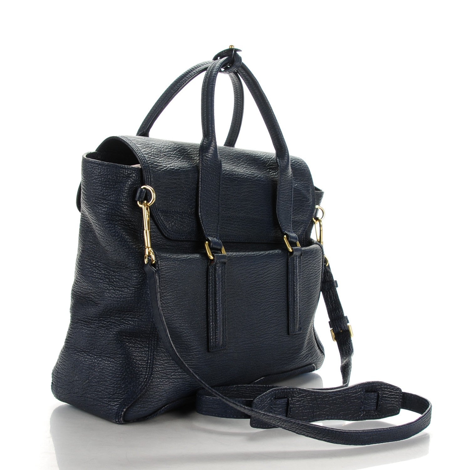 3.1 Phillip Lim 3.1 Textured Calfskin Large Pashli Satchel Ink 3 of 7