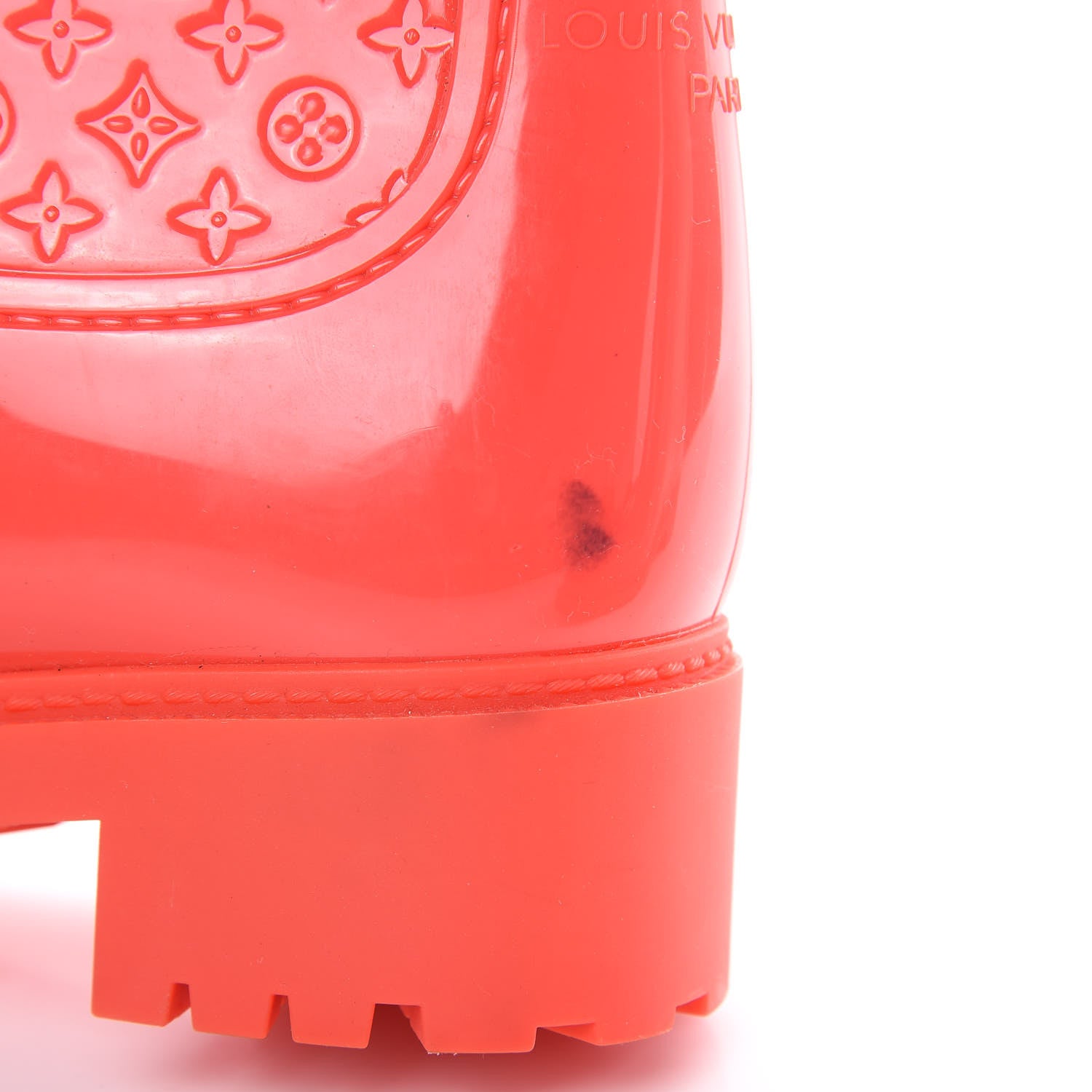 Louis Vuitton Rubber Embossed Monogram Splash Rain Boots 36 Coral 10 of 12
