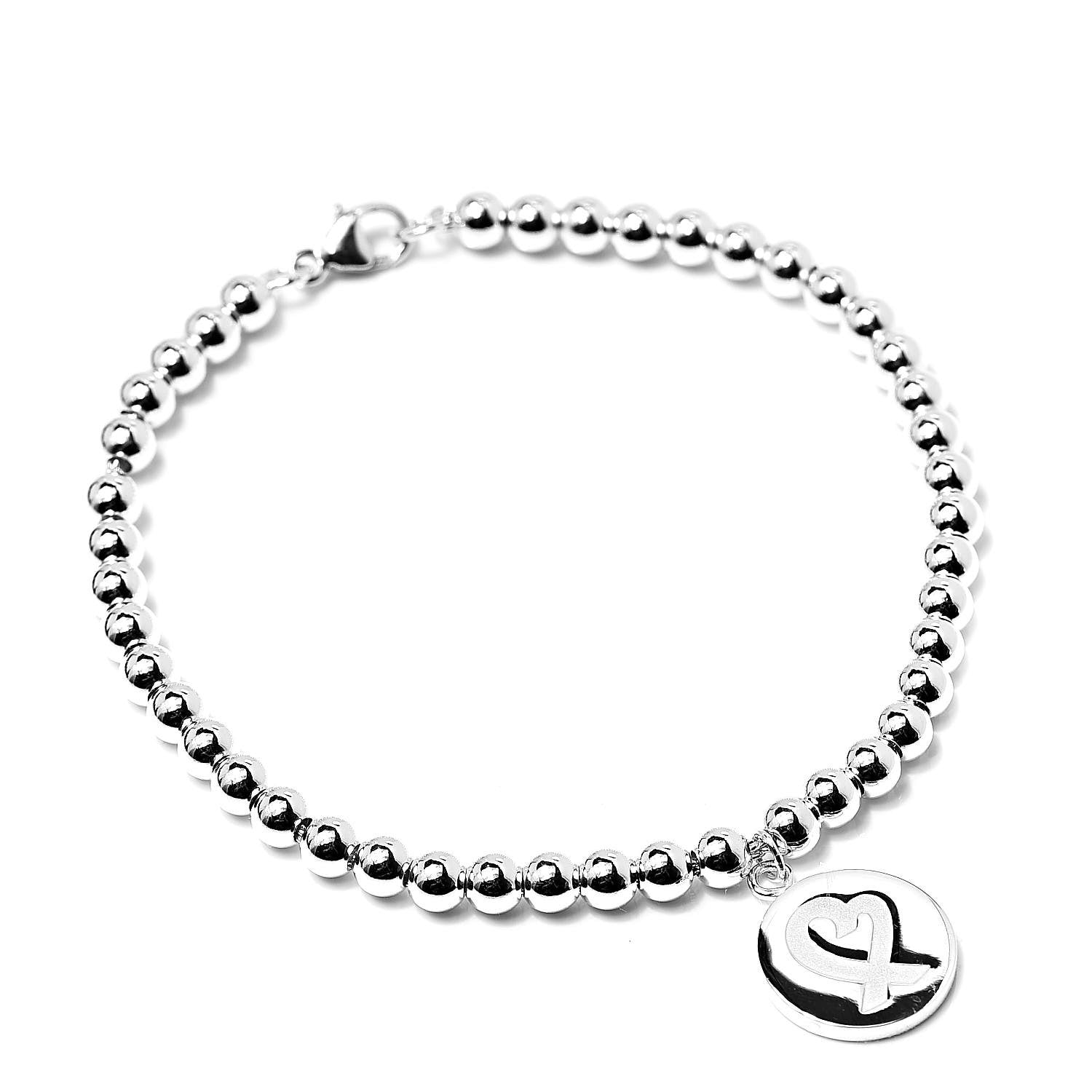 Tiffany Sterling Silver Paloma Picasso Bead Loving Heart Tag Bracelet 1 of 5
