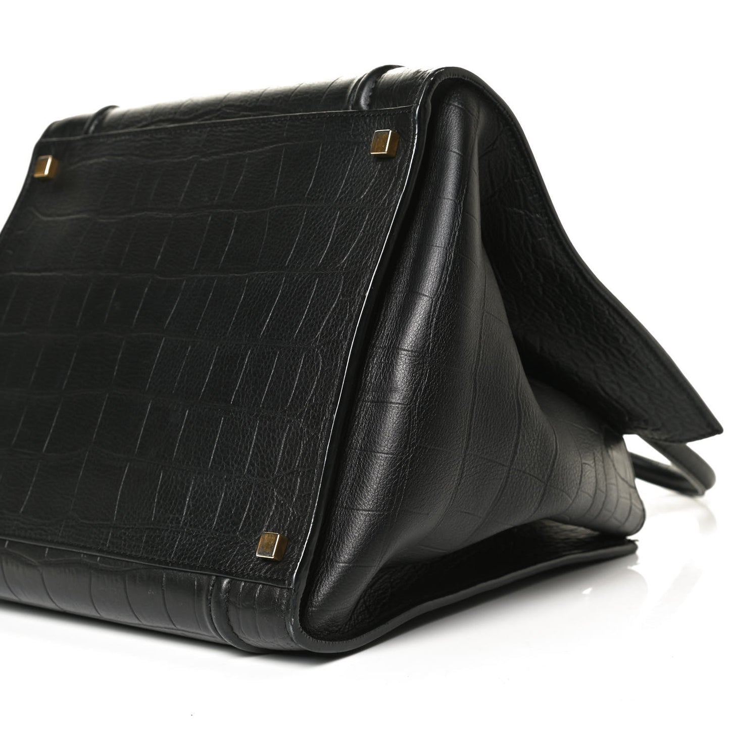 Calfskin Crocodile Embossed Medium Phantom Luggage Black