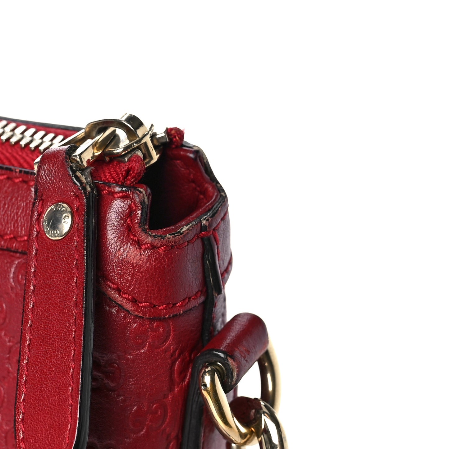Soft Microguccissima Small Zippered Satchel Rosso