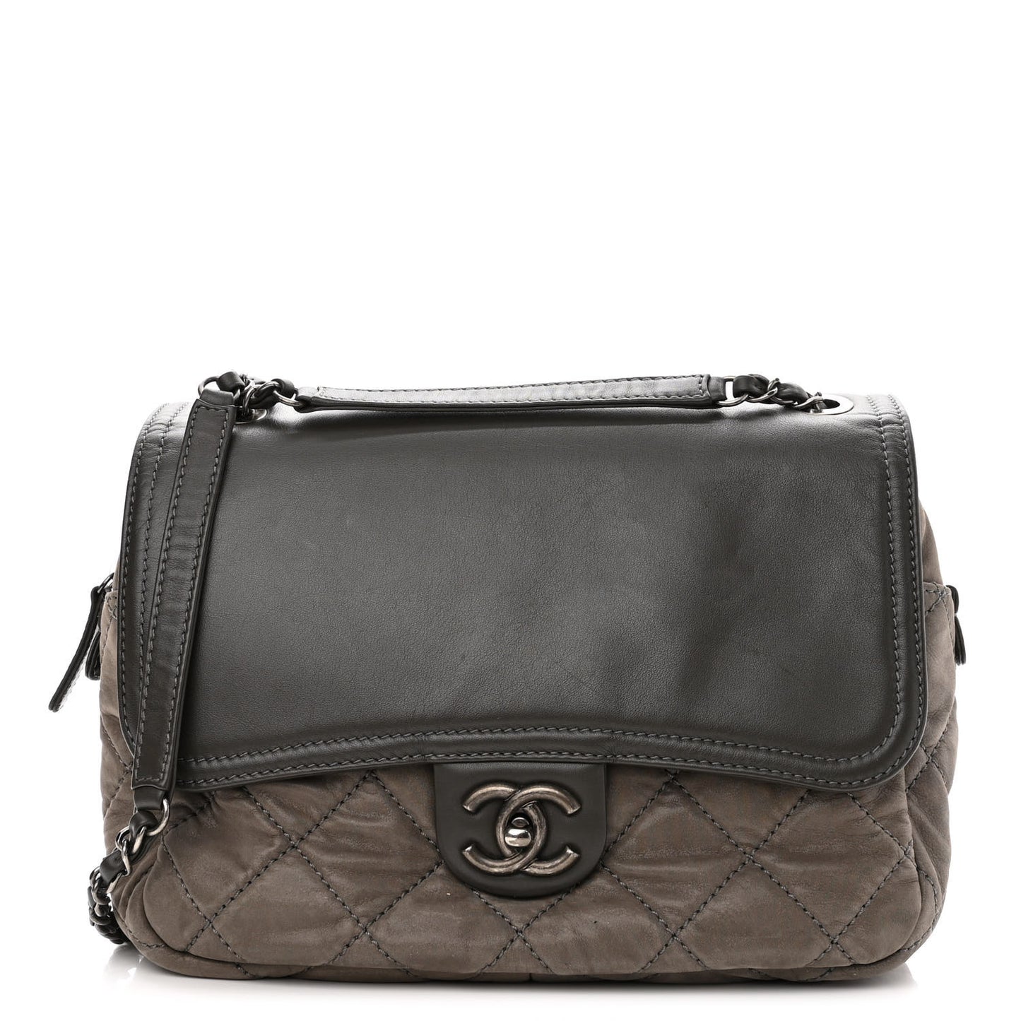Iridescent Calfskin In The Mix Flap Dark Grey