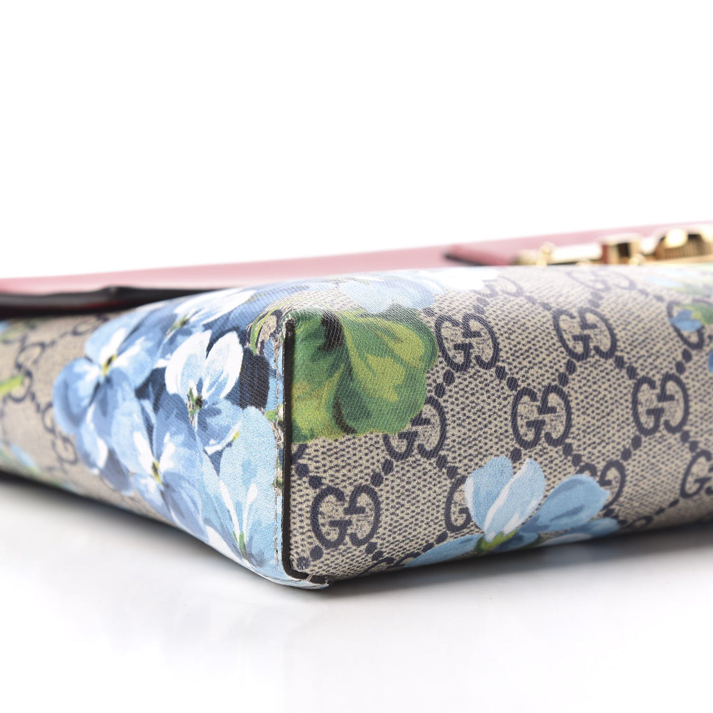 GG Supreme Monogram Blooms Calfskin Medium Padlock Shoulder Bag Beige Blue Navy Hibiscus Red