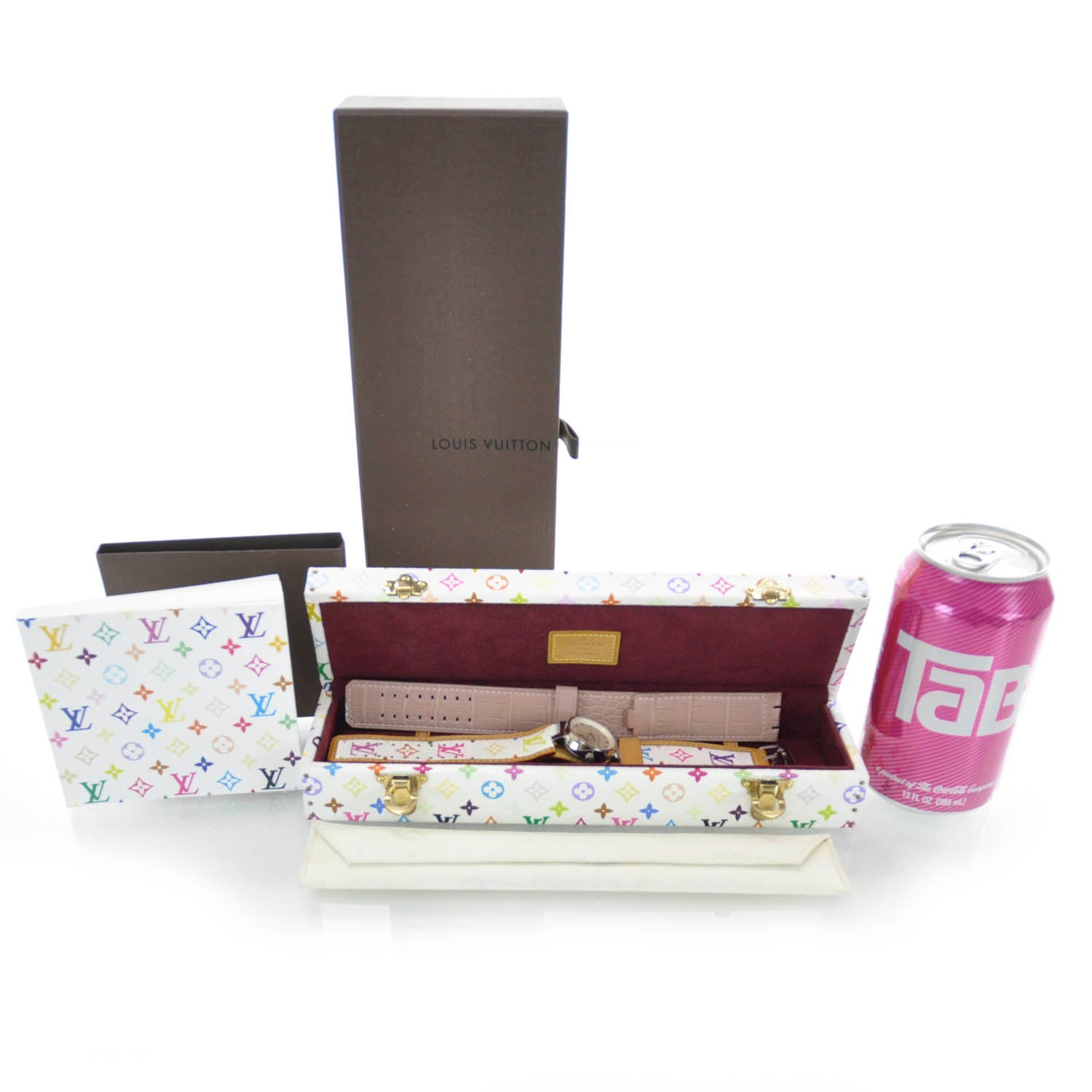 Louis Vuitton Stainless Steel Monogram Multicolor 28mm Tambour Murakami Quartz Watch 2 of 10