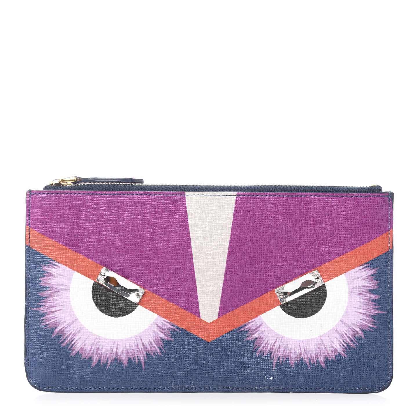 Vitello Elite Crystal Eye Monster Zip Pouch Cobalt Multicolor