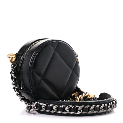 Chanel Lambskin Quilted Chanel 19 Round Clutch With Chain Black 3 of 9