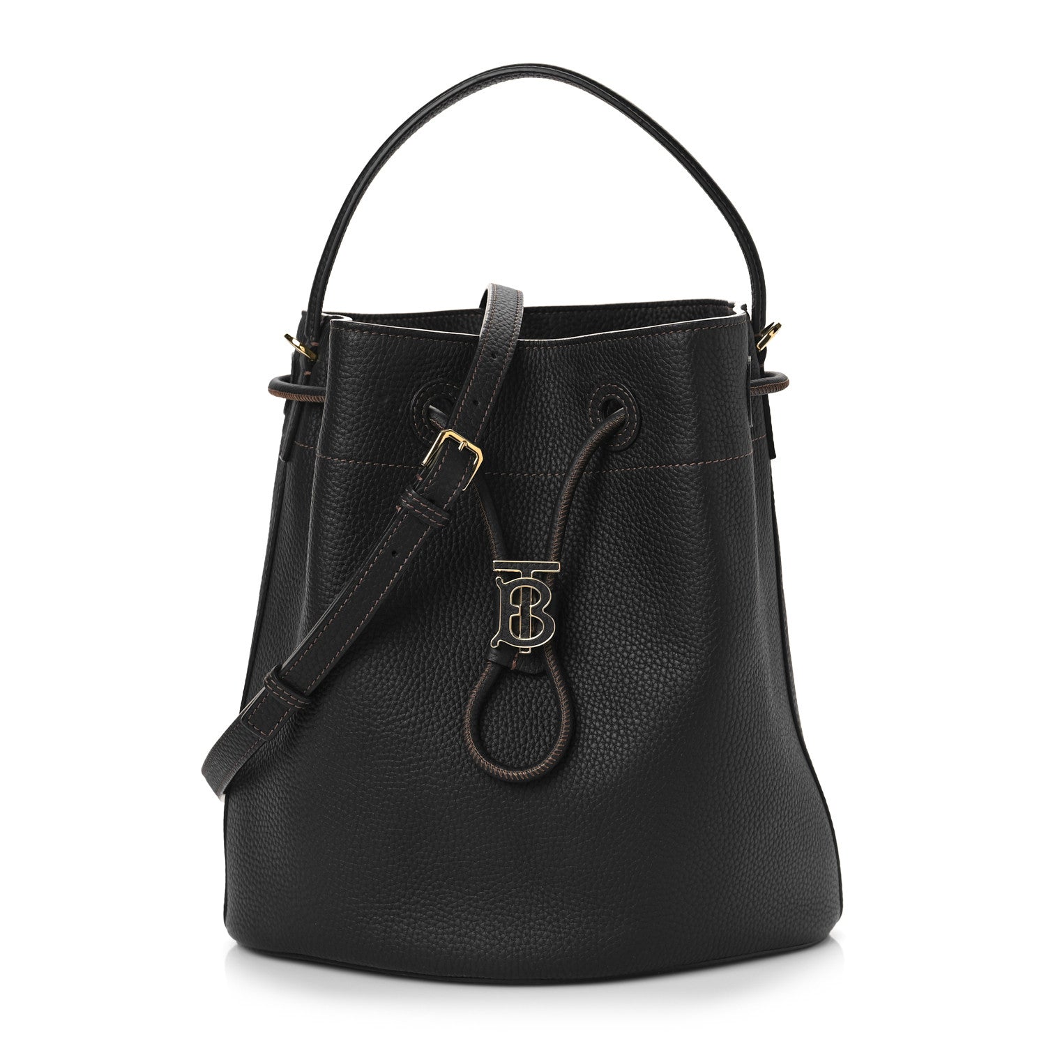 Burberry Grainy Calfskin Small TB Bucket Bag Black 1 of 8