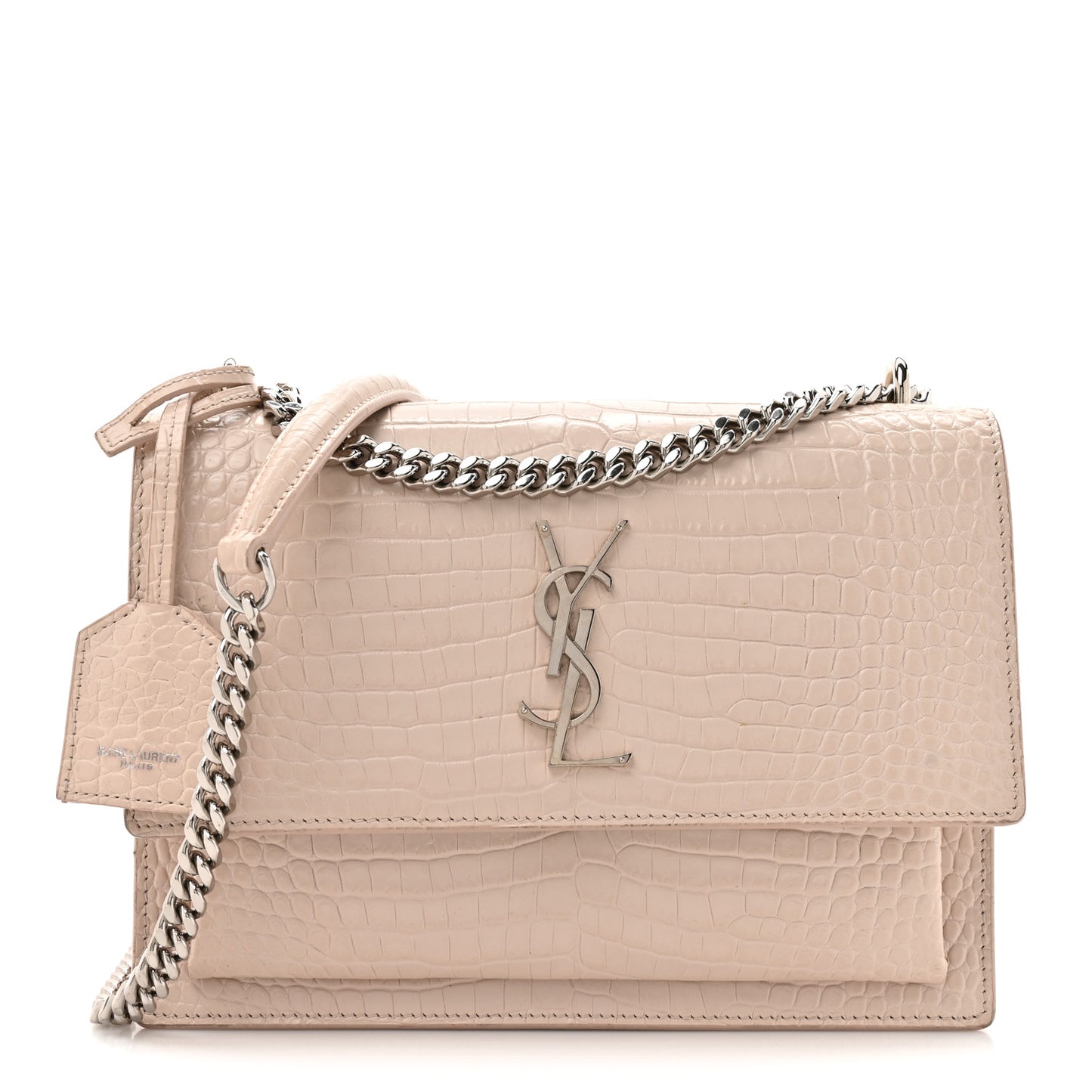 Calfskin Crocodile Embossed Medium Monogram Sunset Rose Antic