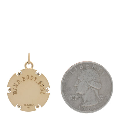 Foundrae 18K Yellow Gold Diamond Mind Body Soul Wholeness Medallion Pendant 2 of 3