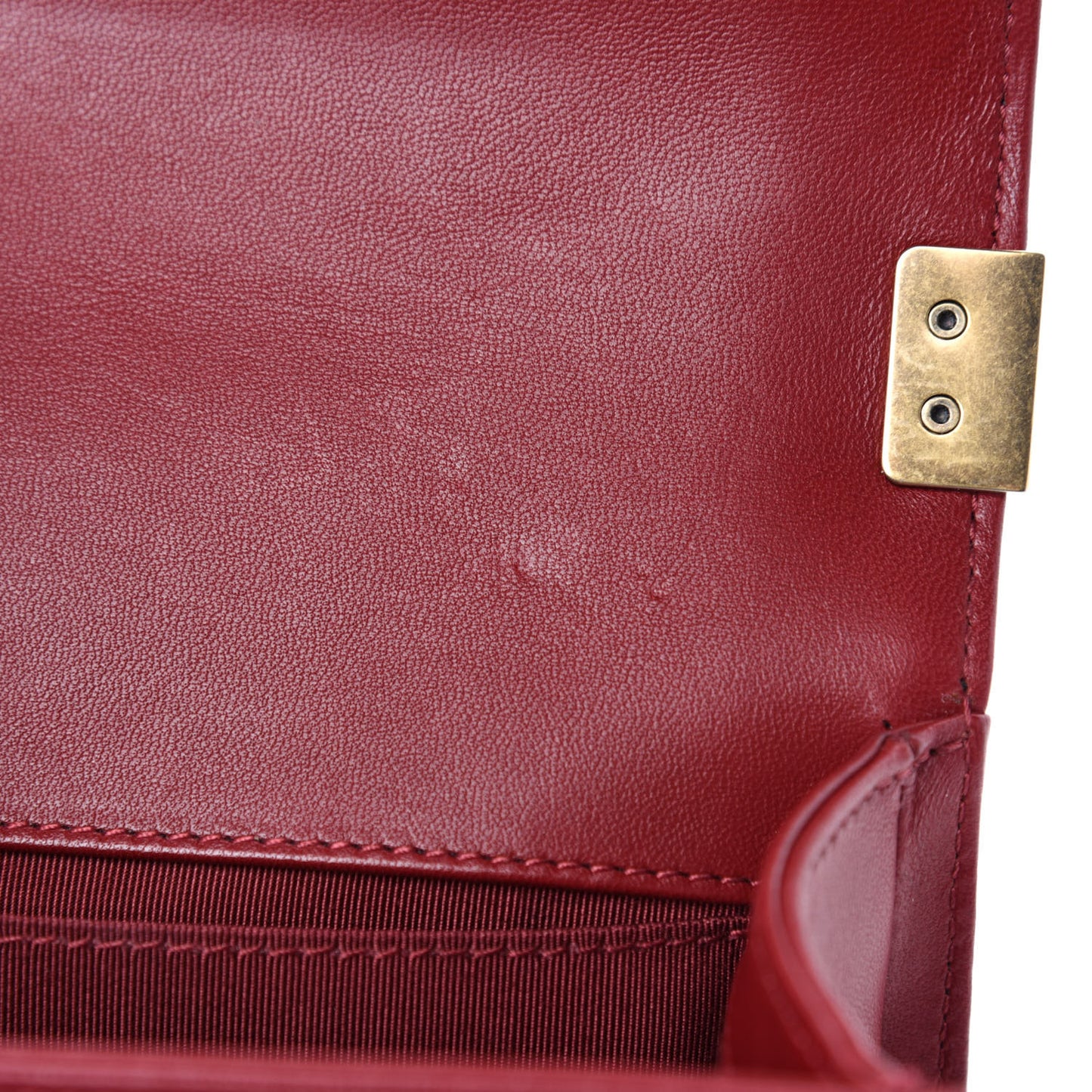 Lambskin Quilted Small Boy Flap Dark Red