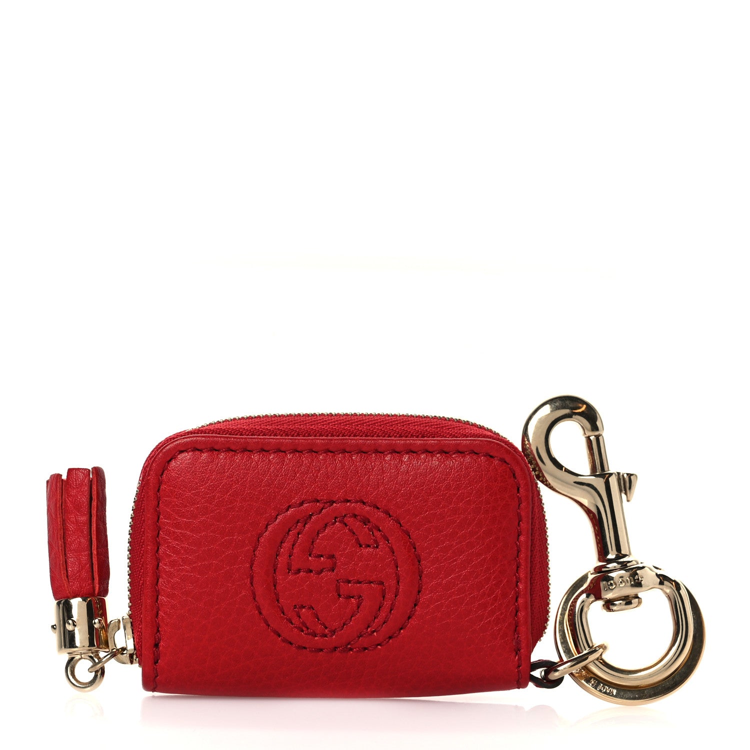 Gucci Pebbled Calfskin Soho Coin Purse Key Ring Red 1 of 6