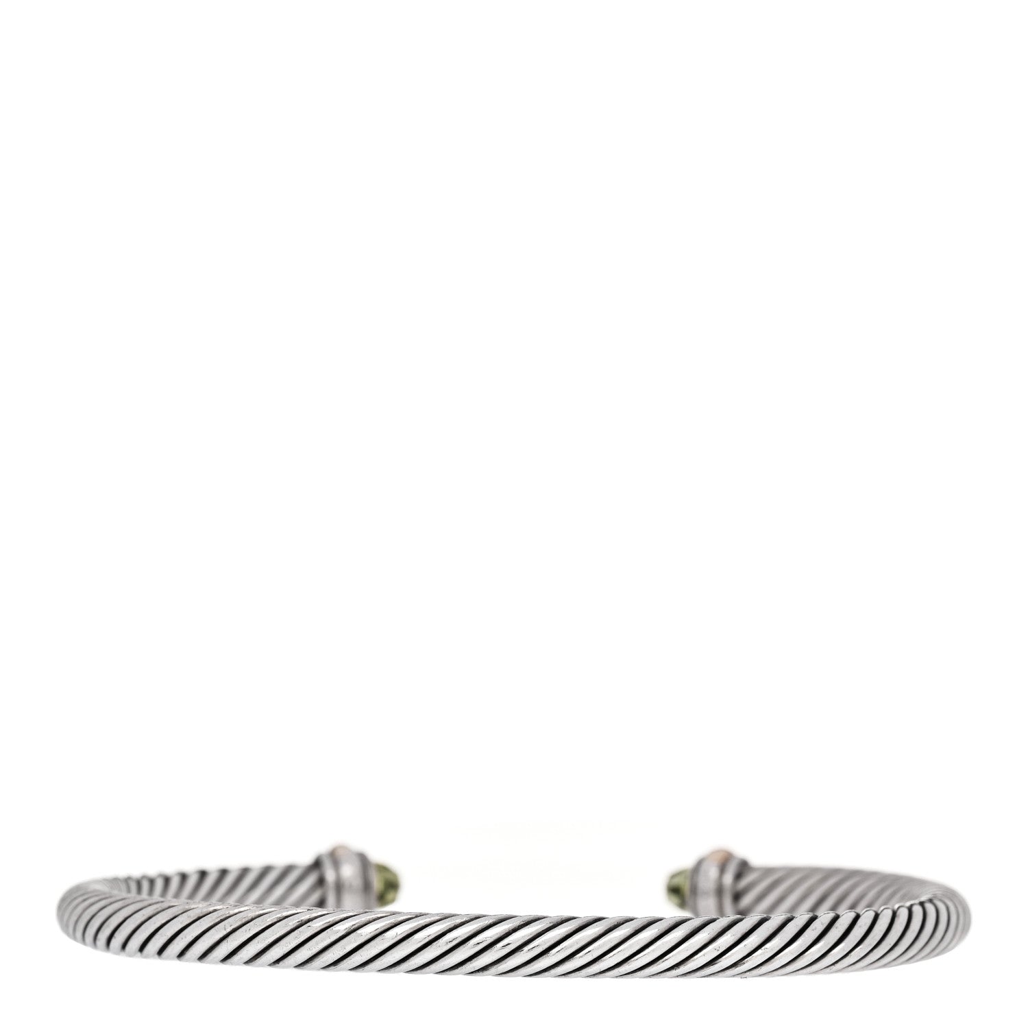 David Yurman Sterling Silver 18K Yellow Gold Peridot 4mm Cable Classics Bracelet 2 of 3