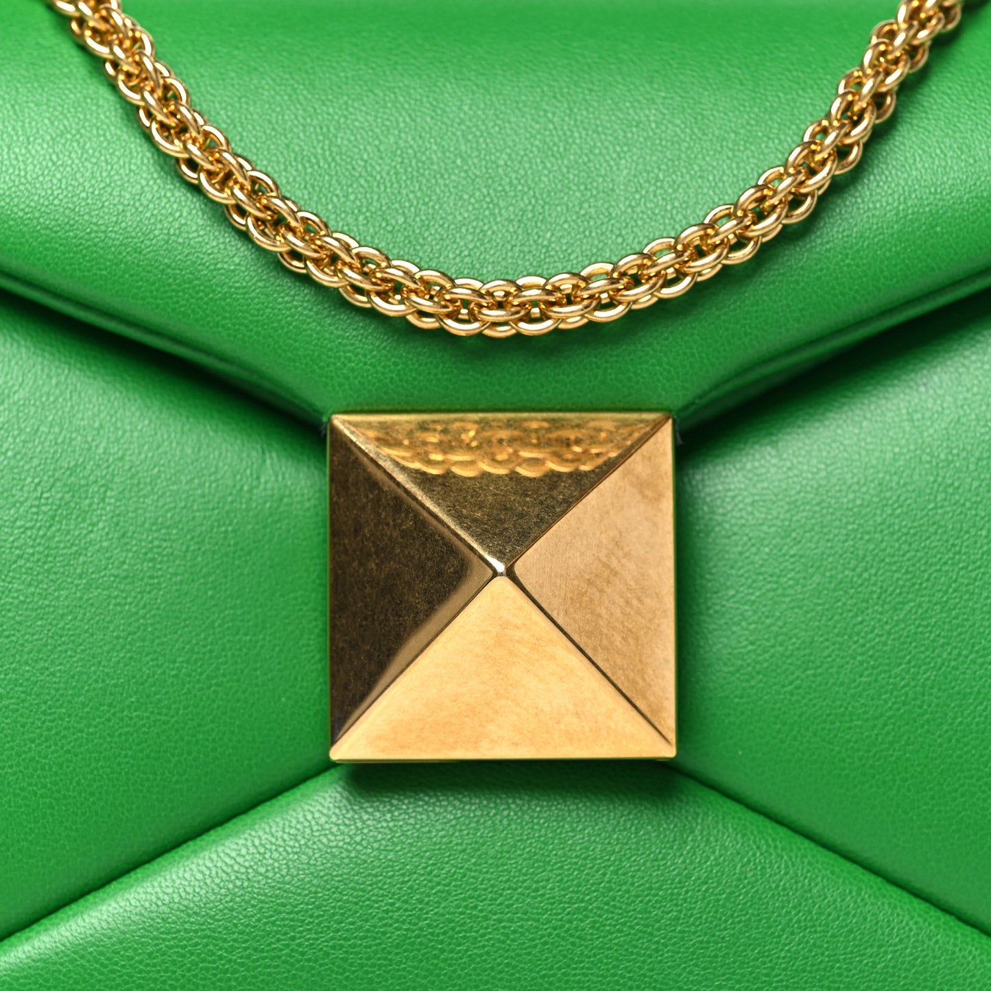 Nappa One Stud Chain Clutch Gea Green